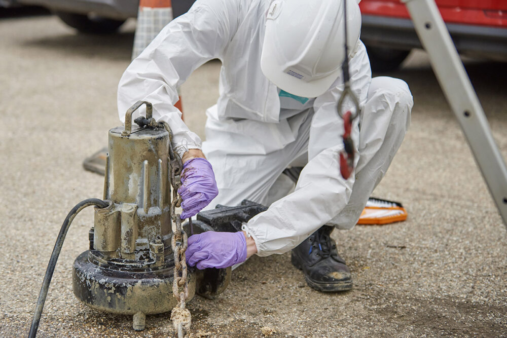 Visual inspection of a sewage pump